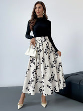 Firerie Women's Elegant Floral Print Pleated Skirt, Autumn